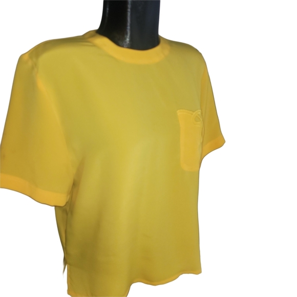 Vintage 90's Yellow Short Sleeve Top with Pocket 8 - Picture 2 of 6